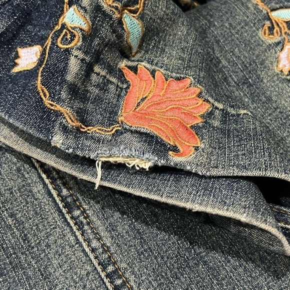 Rampage 9 Vintage Floral Embroidered Hem Wide Leg Flare Denim Jeans Y2k 90’s P1 - Picture 4 of 6